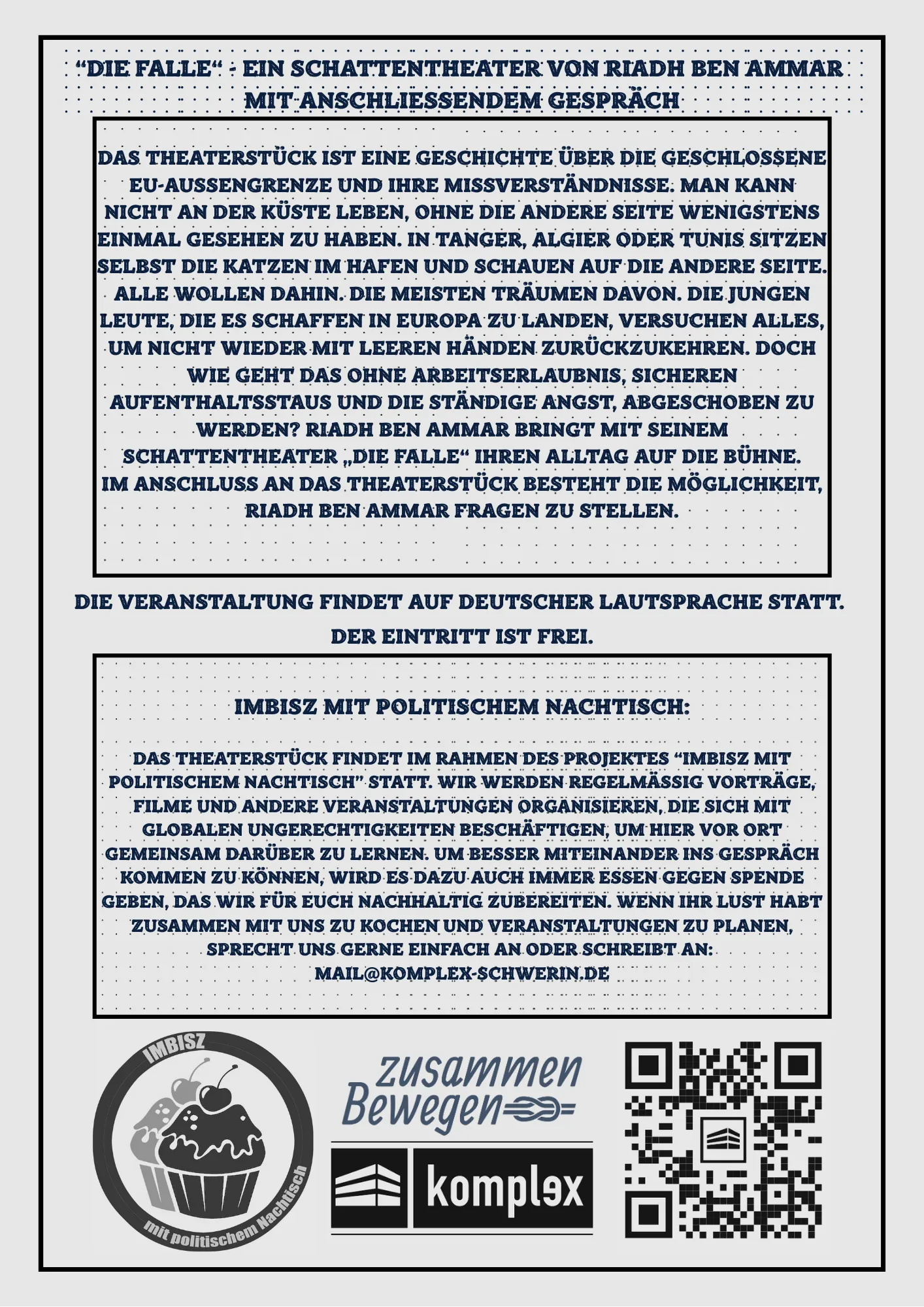 Flyer-Rückseite für das Theater