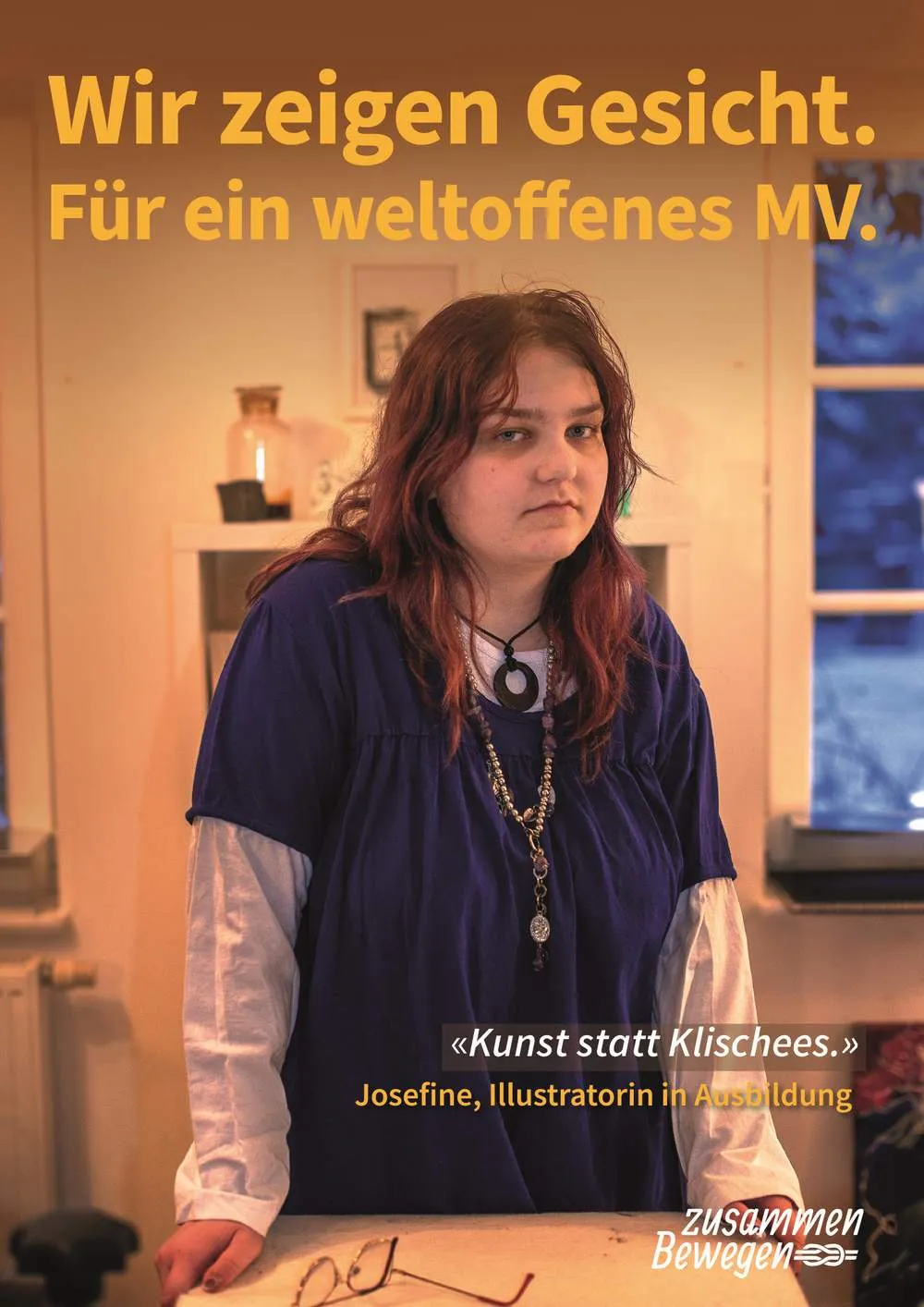 Wir zeigen Gesicht Fotoaktion, Illustratorin in Ausbildung: "Kunst statt Klischees."