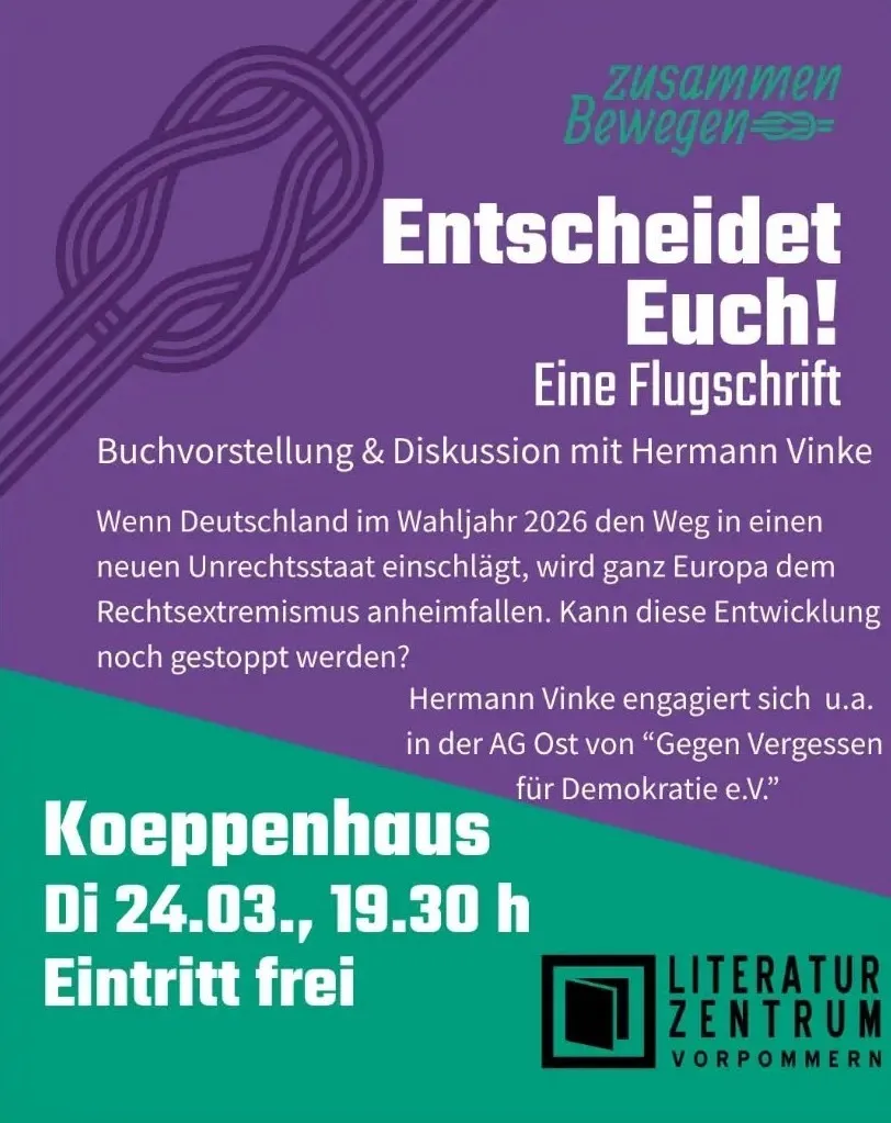 "Entscheidet euch!" Flyer zur Buchvorstellung